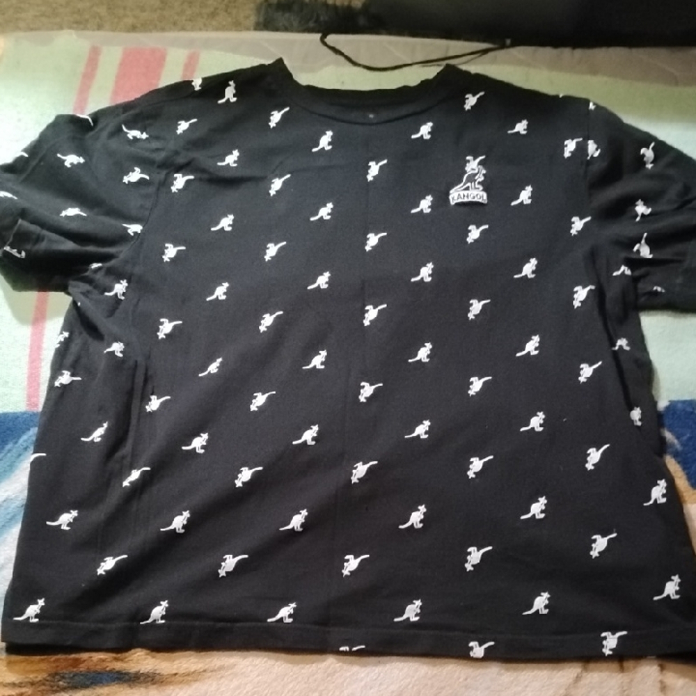 Men's Black White XL Vintage Kangol AOP All Over Print Kangaroo Shirt UK